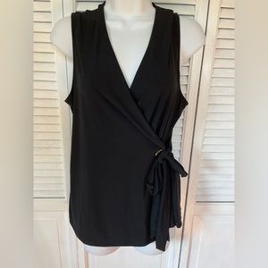 Anne Klein Black Wrap Top Size Medium